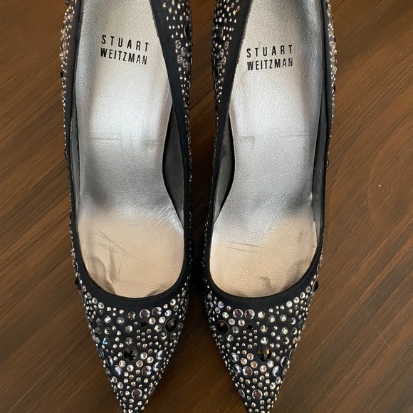 Stuart Weitzman Embellished Black Pumps - Picture 1 of 5